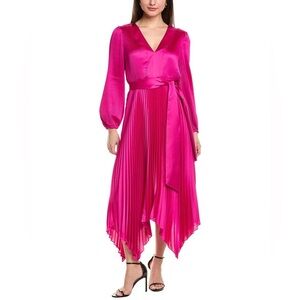 Mills Liora Pleated Satin Midi Dress